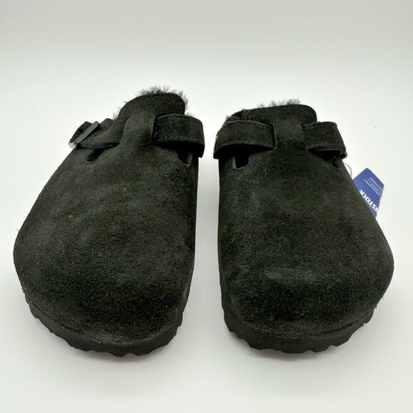 Birkenstock Womens Boston Shearling Clog EU 36 US 5 Black Suede Slip On NIB - Picture 5 of 11